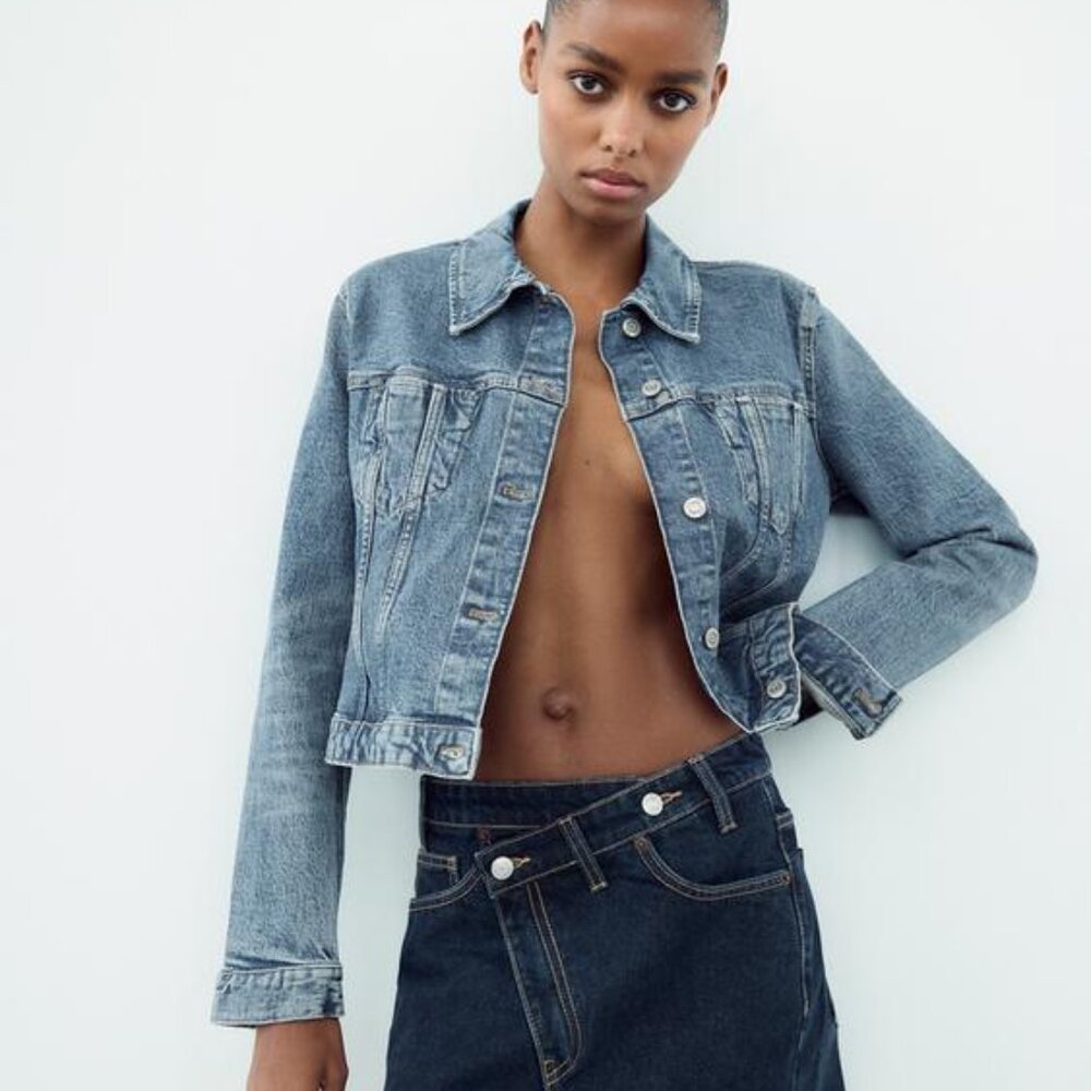 ZARA DENIM MINI SKIRT - Picture 6 of 9